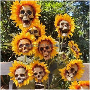 Party Decoration Other Event Supplies 1Pc Skl Artificial Sunflower Halloween Horror Home Garden Artifical Flower Ornament Drop Delive Dhtht