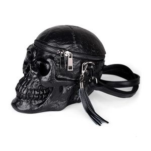 Modedesigner Satchel Package Skull Bagsoriginality Women Bag Funny Skeleton Head Black Handbad Single 240228