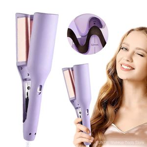 32mm French Hair Curler Wave Professional Egg Roll Curling Iron Corrugated Wavy Styler Fast Heat Volumizing Styling Tool 240226