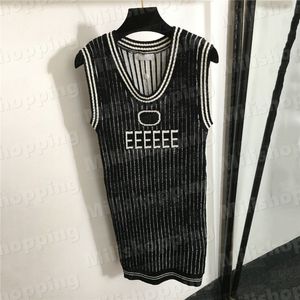 Letter Striped Vest Dresses Knits T Shirts For Women Sleeveless Crop Tank Designer Knitted Dress Top