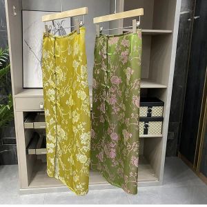 Vestidos cheongsam bordando bordado cetim cetim midi longa cintura alta saia feminina feminina de streetwear vintage haruku goth punk verão y2k moda