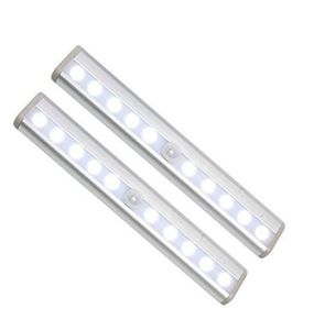 Sensor de movimento luzes noturnas 10 led recarregável vara em qualquer lugar magnético barra de luz led para sob armário armário corredor escada7574403