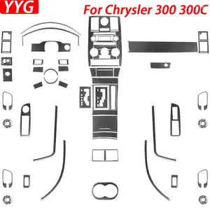 Akcesoria wewnętrzne dla Chryslera 300 300C 2005-2007 Prawdziwy zbiornik z włókna węglowego przesunięcia przesunięcia powietrza Korek kierownicy panelu samochodowa naklejka samochodowa