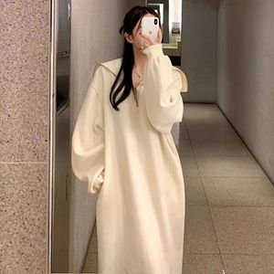 Y2K Clothes Candy Color Korean Women Hoody Dress Casual Long Sleeve Loose Vestidos Female Aline Hoodies Dresses L003 240307