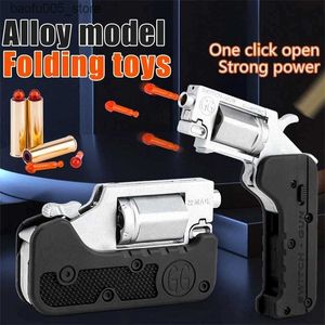 Sand Play Water Fun 2024 New Alloy Revolver Switch Toy Gun Pistol Foldable Soft Bullet Shell Ejection Blaster Launcher for Boys Gifts Toys Q240307