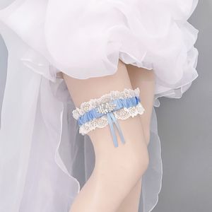 Elastic Bridal podwiązek z diamentową wkładką, koronkowe paski na nogi pętle nóg oryginalny styl europejski i amerykański