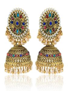 Baumelnder Kronleuchter, Bollywood-Schmuck, traditioneller ethnischer Goldton, Jhumka-Ohrringe, Schmuck für Frauen, Partykleidung, Hochzeit. Baumeln Sie Da1285099