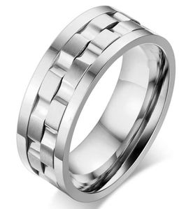 Klusterringar boniskiss rostfritt stål spinner ring man roterbart bröllop band guld silver färg 9mm män smycken dropp7134754