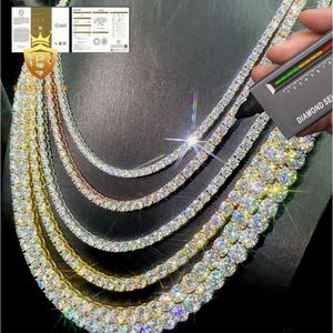 Hot Sale Pass Diamond Tester 925 Sterling Silver 2mm-6.5mm Moissanite Diamond Hiphop Tennis Chain Necklace For Men Women