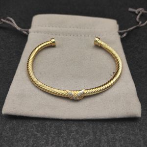 Dy mens bracelet designer twisted designer jewelry cable wire vintage dy cuff bangles for man white fashion women designer bracelet party gift accessories zh157 E4