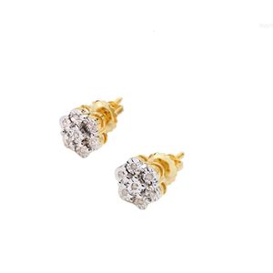 Jasen Schmuck Blume Form Massives Gold Studienstudent Diamond Ohrringe