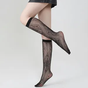 Women Socks Black Sexy Mid-tube Plaid Compression Womens Lace Hollow Out Sock Big Tall See Through Fishnet Stockings