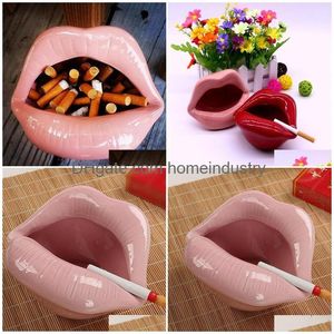 ASHTRAYS LUOEM LIP MOUN CERAMIC ASH TRAY NOMETY Cigarett AshTray Holder For Home Pink T200721 ​​Drop Delivery Home Garden Hushåll S DHD6C
