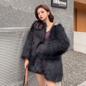 شعر الثعلب ، فراء Haining Mink ، معطف الفراء ، نائم للسيدات ، مزاج ، اجتماعي جديد 2023 Winter Trend 833164