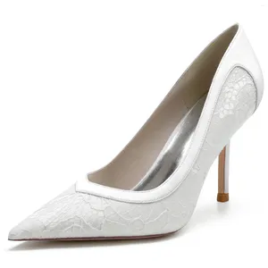 High Satin Heel Shoes Thin 735 White Dress Elegance Celebrity Pointed Wedding Bridal Bridesmaid Women Pumps Fashion Crystal Buckle 348