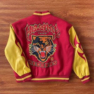 Gata populära tigermönster broderad jacka och kappa män y2k ny amerikansk retro hiphop baseball uniform unisex