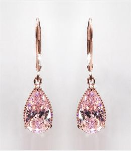 14k Rose Gold Pink Diamond Earring för kvinnor mode topas Gemstone Bizuteria Garnet Drop Orecchini Girls 2110144428600