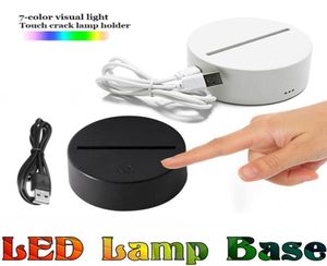 3D LED Işıklar 7 Renk Touch Switch 3D Illusion Lambası için LED lamba tabanı 4mm Akrilik Işık Paneli 2A Pil veya USB9030476