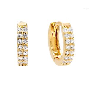 Solid 14k Gelbgold Nuural Real Si Clarity G-H Farbe Diamant Huggue Hoop Ohrringe handgefertigt minimalistischen Großhandel Schmuck