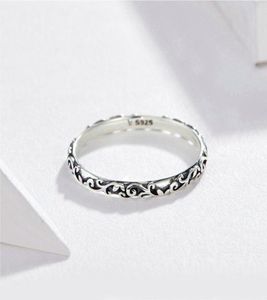 Bröllopsringar graverade mönster ring silver svart liten finger unisex fina smycken2284047