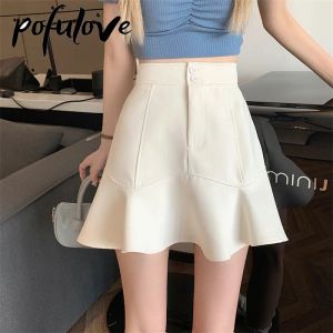 skirt Pleated Skirt Women Pencil Gothic White Mini ALINE Vintage Short Black Solid Color Summer Y2k Punk Sexy Casual Party Skirts