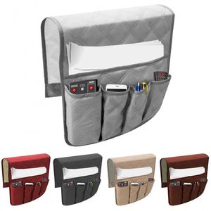 Sofa Armrest Organizer with 5 Pockets and Cup Holder Tray Couch Armchair Hanging Storage Bag for TV Remote Control Cellphone 240305