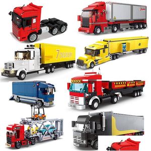 Blockerar City Speed ​​Forma Transporter Bricks Big Cargo Truck Building Car Sques Set Vehicle Model Childrens Toys Gift 230802 Drop Del Dhwqe