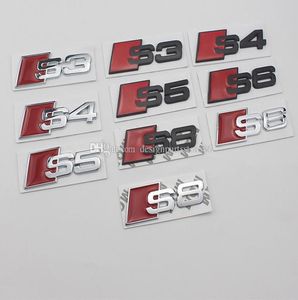 Atacado decalque adesivo carro auto metal 3d emblemas de carro cromo emblemas adesivos preto prata s3 s4 s5 s6 s7 s8 para carro-styling9688299