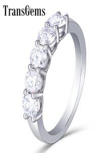 Transgems Platinum Plated Sterling Silver 125Ctw 4mm GHカラーモイサナイト半分永遠の結婚指輪for女性記念日Y1906126766189