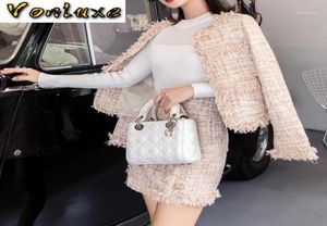 Suits Women Runway Designer Elegant Office Ladies Formal Tweed Blazer Short Jackrock Mini Kjol 2 Piece Set Suit Outfit16545909