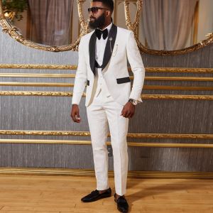 Garnitury afrykańskie garnitury ślubne dla mężczyzn Slim Fit Custom Groom Tuxedo 3 -częściowy formalny biznes męski marynarka z kamizelkami 2023