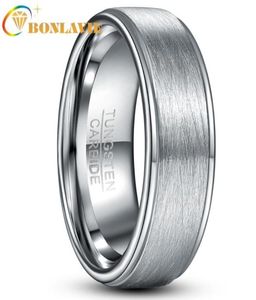 Anéis de casamento BONLAVIE 8mm Cor de Aço Lassa Anel de Carboneto de Tungstênio Men039s Mulheres Moda Jóias Gift5068617