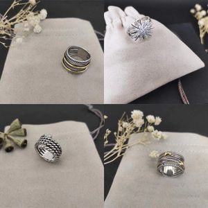 Vintage Plated Silver Ring Smycken för män Kabeltråd Lyxig Dy Diamond Ring gift vardagsringar för kvinnor som inte är plågande personlighet Födelsedagsfest Present ZH147 E4