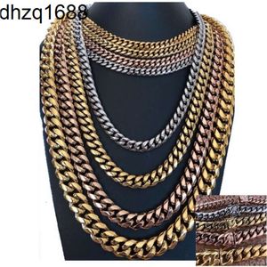 Fashion Tarnish Free 18K Hip Hop Men Neck smycken Guldpläterad metall Anpassad rostfritt stål Neckla kubansk länkkedja