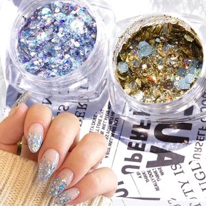 Nail Gel Glitter Flakes Sparkly Holographic 3D Mix Hexagon Colorful Sequins Spangles Polish DIY Manicure Nails Art Decoration 240229
