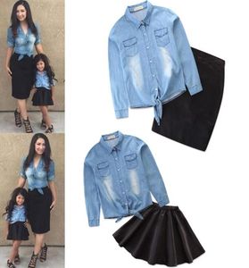 Mommy And Me Clothes Jeans Blousesolid Skirt Mum Family Shirt Matching Outfits Mom And Daughter Dress Family Look Mom Daughter Y13280858