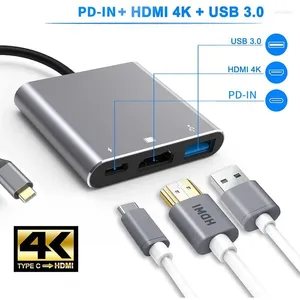 Para adaptador multiporta HDMI Thumderbolt 3 4K conversor de vídeo/USB 3.0 Hub Port PD carregamento rápido com grande proj