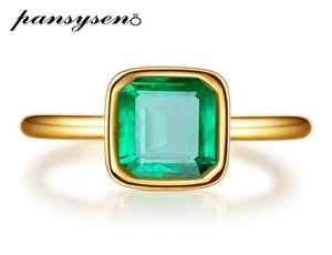 PANSYSEN 18K Gold Color Emerald Rings for Women Vintage Real Silver 925 Ring Mens Jewelry Brand Anniversary Party Gift whole 21266644