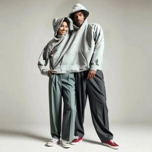Outono inverno casal duas pessoas moletom unisex com capuz pulôver solto sólido streetwear masculino roupas íntimas 240307