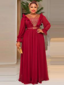 Elbise 2024 İlkbahar Yaz Şifon Elbiseleri Düğün Partisi Kadınlar Uzun Kollu Çöp Dubai Afrika Kaftan Abaya Balo Akşam Elbise Leydi Kıyafet