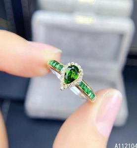 Cluster Rings KJJEAXCMY Fine Jewelry 925 Sterling Silver Inlaid Natural Diopside Women Trendy Fresh Water Drop Chinese Style Gem R6274473