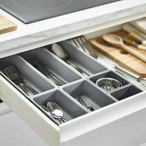 Dinnerware Sets 7pcs/set Adjustable Drawer Storage Box For Cutlery Utensils Drawers Organizer Trays Knife Fork Spoon Divider Kitchen