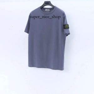 Stones Island T-Shirt Chaopai Stoned T-Shirt mit überkreuzten Ärmeln und Logo-Print, lockeres Rundhals-Paar-Bottom-Shirt für Männer 390