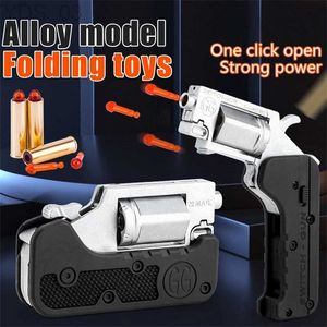 Gun Toys 1pc New Ghost Switch-Gun Folding Alloy Left Wheel Metall Model Wheel Simulation Toy Soft Gun With Plastic Bullets YQ240307