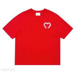 القمصان الصيفية للرجال القصيرة مصمم الأكمام القمصان Amis Crewneck Hip Hop Embrodoery Tee Loose Heart Top JK2W