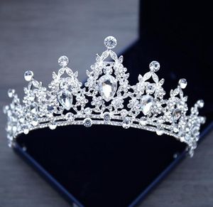 Wedding Headece Tiara Crystal Bridal Tiara Crown Srebrny kolor Diadem welon akcesoria na głowę biżuterię 2033030