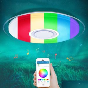 Ceiling Lights Modern Led Ceiling Lights Rgb Dimmable 25W 36W 52W App Remote Control Bluetooth Music Light Foyer Bedroom Smart Lamp282 Dh5Os