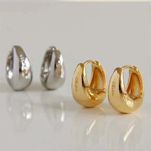 Letter Design Earrings Circle Simple New Fashion Stud Womens Hoop Earring for Woman High Quality 2 Color