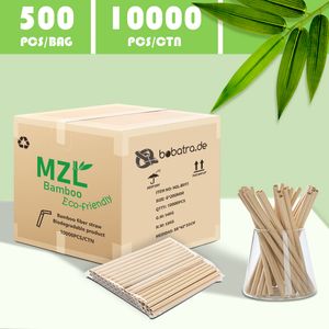 MZLの使い捨て生分解性紙ストロー環境にやさしい6*200mmネイチャーブラウン100％竹繊維ストローピクニック、パーティー、お祝いのお祝いに最適
