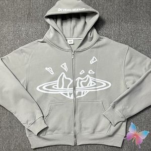 2024SS Jacken Hochwertiger Schaumdruck Zwei-Wege-Reißverschluss Hoodie Hiphop Street Männer Frauen Hoodies